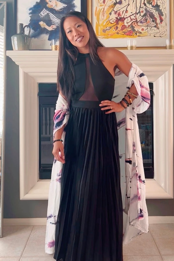 SHOP: Black Top/Skirt Combo with Kimono